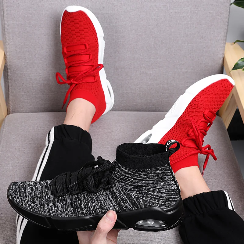 

solid Sneakers man Men breathable white on comfortable knitting shoes mens shoe 39 de para mesh sneaker male zapatos fashion s