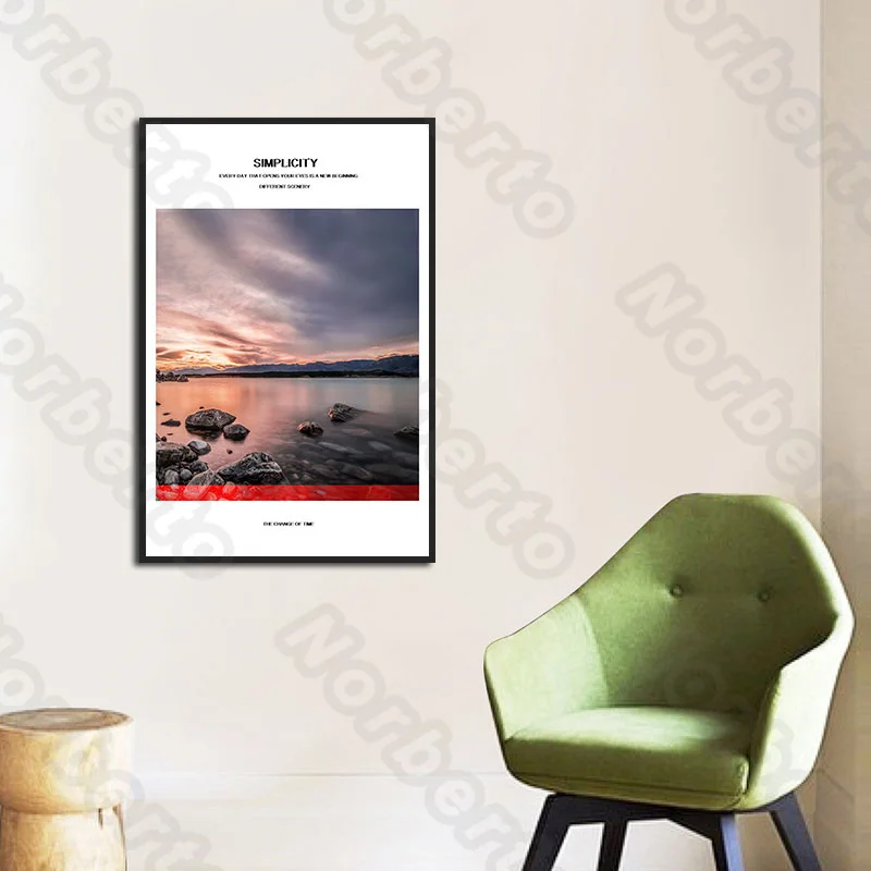 

Modern Style Canvas Painting and Posters Wall Natural Landscape Simplicity River and Mountain for Living Room Bedroom Decoration