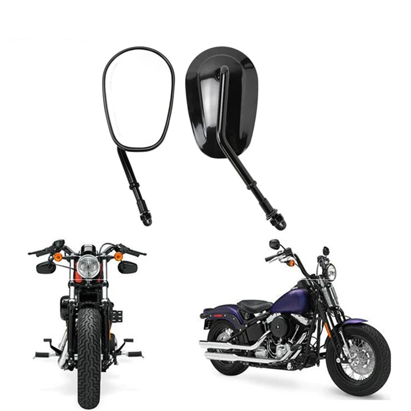 

Motorcycle Mirror Black Tapered Teardrop Rearview Short Stem Mirrors for Sportster 883 Cruiser