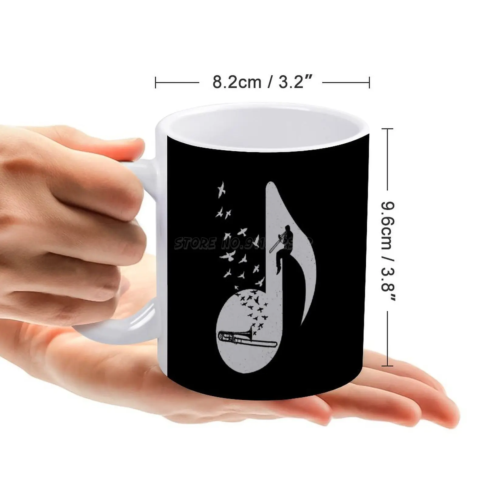 Музыкальная белая кружка тромбон керамическая креативная музыкальные ноты