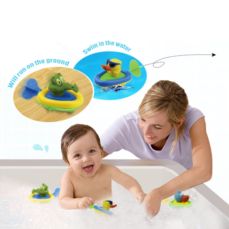 

Мультяшное животное лодка игрушка для ванны амфибия заводная тянущаяся шнур для малышей детские водные игрушки AN88