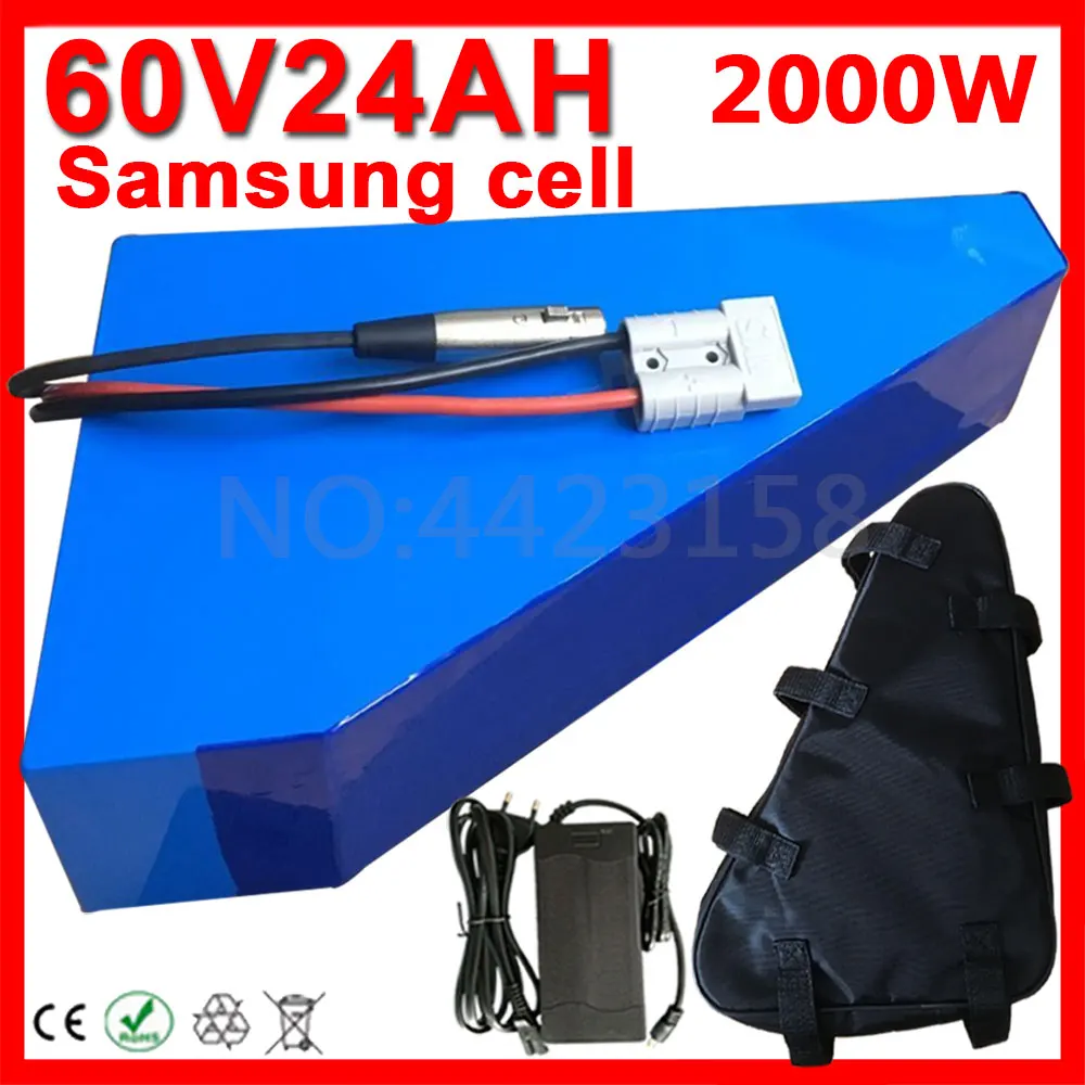 Треугольная батарея 60 В в 12 а/ч 15 18 А/ч 20 24 аккумуляторная samsung для зарядного