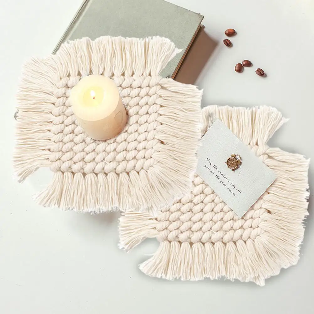 Подставка под стаканы в скандинавском стиле макраме плетеный коврик для стола