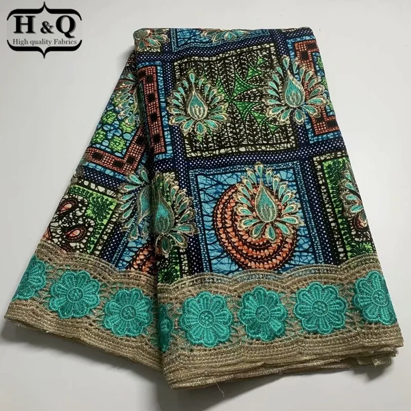 

H&Q nigerian guipure lace water soluble fabric 2021 high quality embroidery african batik lace 100% cotton fabrics 6 yards H0127