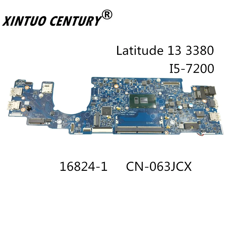 Verkaufen 16824-1 CN-063JCX 063JCX 63JCX Dell Latitude 13 3380 Laptop Anakart I5-7200 CPU Anakart 100% Iyi çalışma