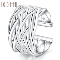 doteffil 925 sterling silver open weaving ring retro for women fashion wedding engagement party gift charm jewelry