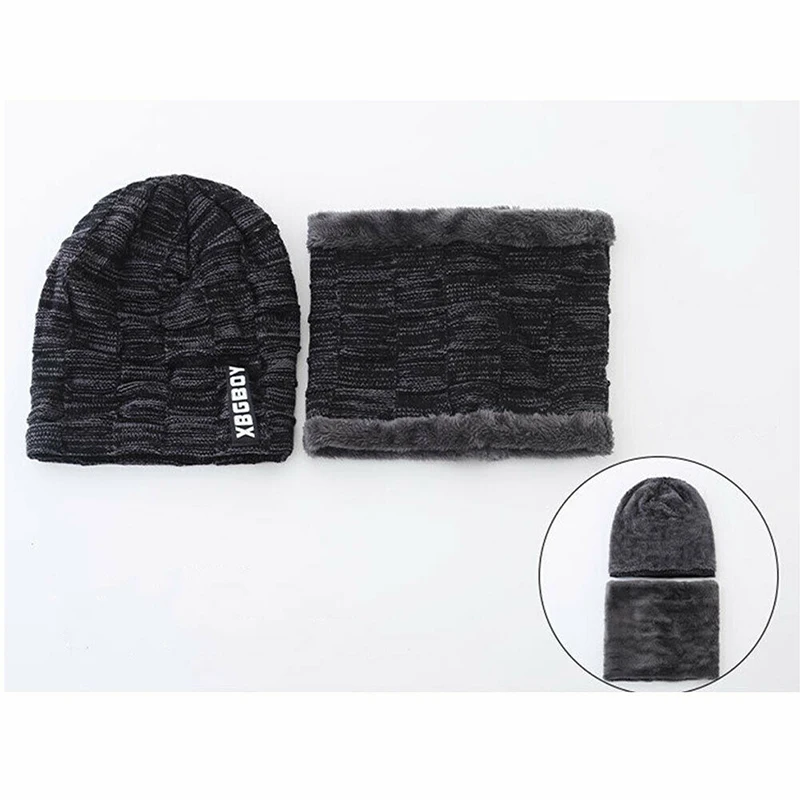 5 Colors Men Women Unisex Ring Scarf + Beanies Sets Knitted Solid Skullies&ampBeanies Hat Winter Cap Warm |