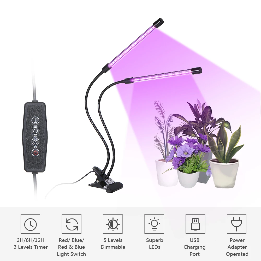 DC 5V 8 Вт светодиоды для выращивания растений светильник с регулируемой 360 °