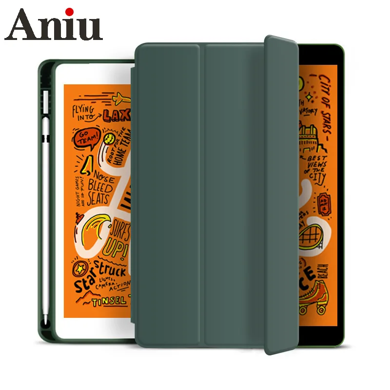 

Case for New iPad 10.2 2021 Pro 11 9.7 Mini 6 5 10.5 Air 3 Smart Cover with Pencil Holder for iPad 9th 8th 7th 6th Generation