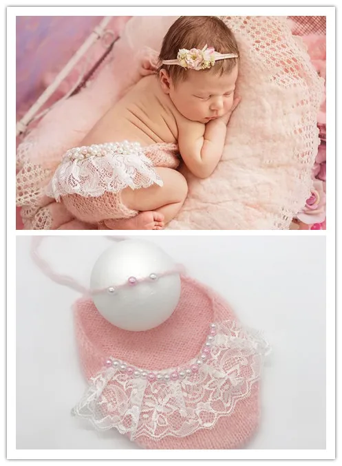 Реквизит для фотосъемки новорожденных кружевная жемчужная сиамская одежда
