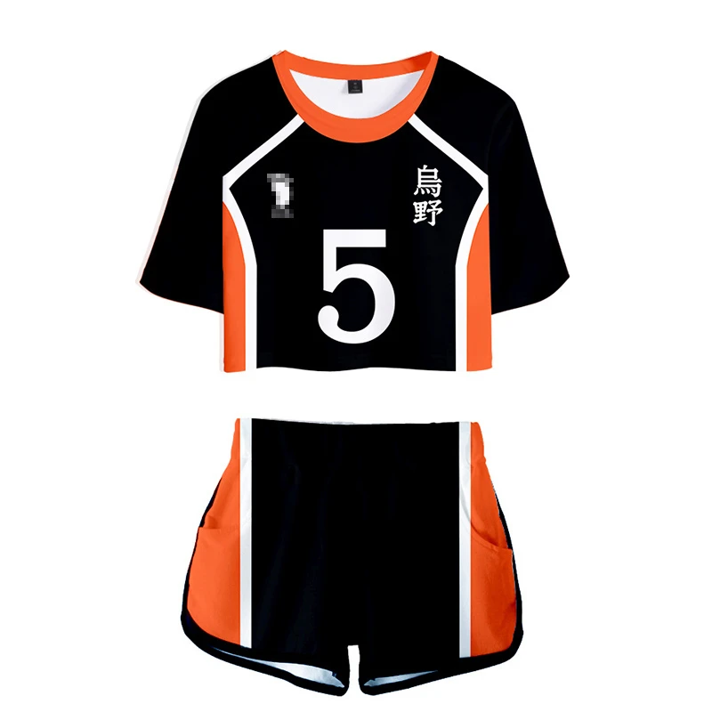 Женская рубашка-шорты Haikyuu Cosplay Костюм Hinata Shoyo Nishinoya форма Yuu Sports Karasuno Koukou для