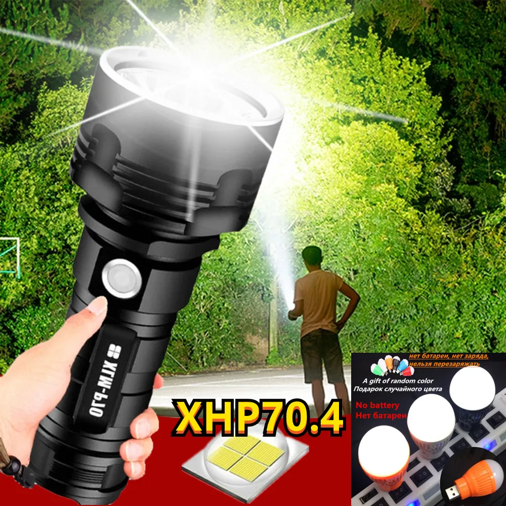 

Most Powerful XHP70.4 LED Flashlight Zoom USB Rechargeable Power Display Super Bright XHP50.2 Torch 18650 26650 Handheld Light