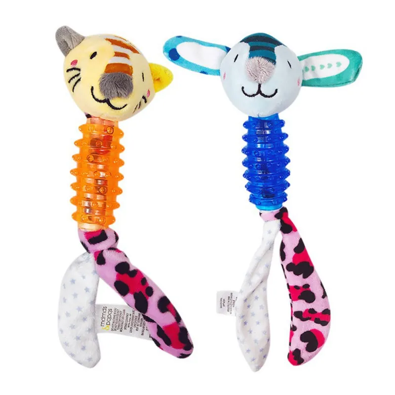 

Dogs Toy Interactive Plush Cartoon Animal Shaped Doll With Rubber Body Molar Stick For Dogs Interactive Pet Doll Chew Toy Supply