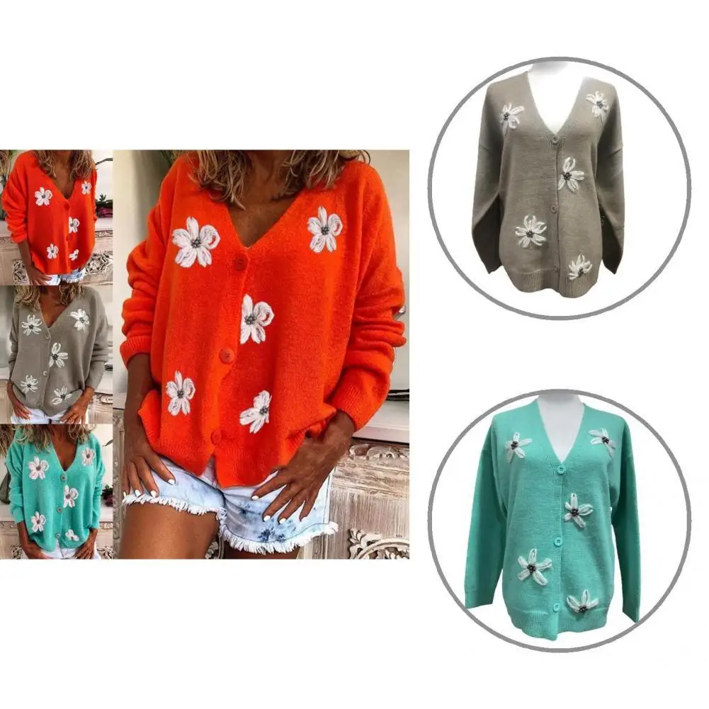 

Warm Skin-friendly Cardigan Long Sleeve V Neck Winter Sweater for Home
