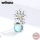 WOSTU бусины в виде ромашек и светлячков, 925 пробы, серебряный шарм, оригинальный браслет, подвеска, хорошее серебро, 925 ювелирное изделие, FIC1369