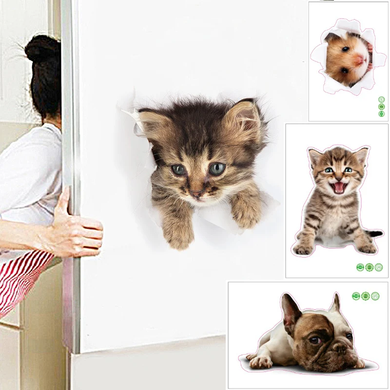 

3D DIY Cat Toilet Decals Family Wall Stickers Window Room Bathroom Toilet Seat Decor Kitchen Decorations Refrigerator Sticker