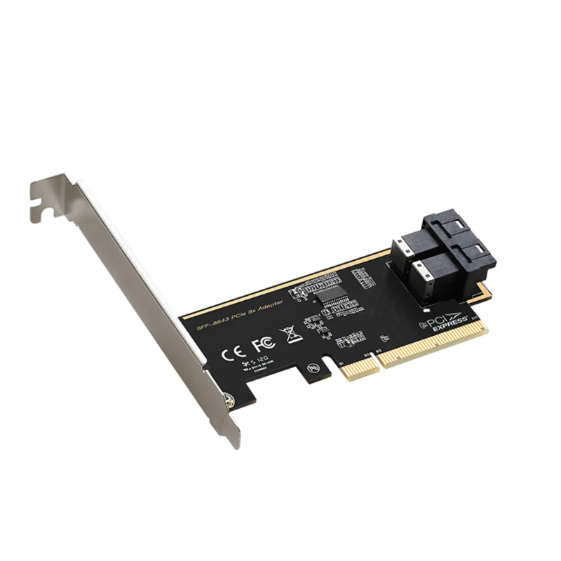 

F19E PCI e X8 to 2 Ports U.2 SFF-8643 Nvme Adapter Card 2.5'' SSD PCIe3.0 Hard Disk Expansion Card Converter for Desktop Pc