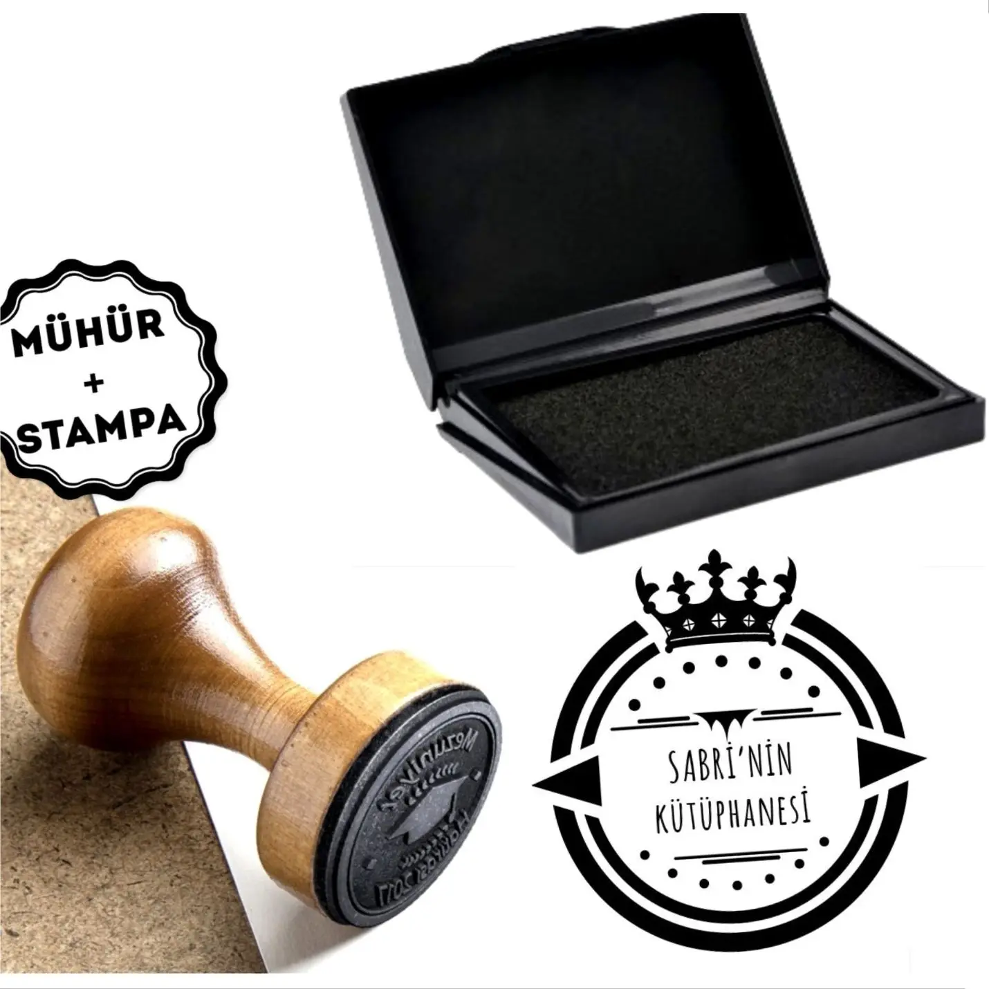 

Personalized Name Written Wood Book Seal-A401