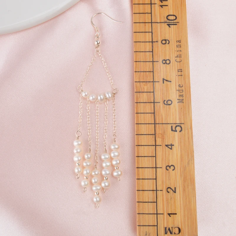 Женские серьги кисточки ASHIQI длинные из настоящего серебра 925 пробы с натуральным