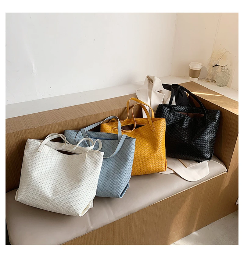 

Fashion Women Shoulder Bag Lattice Pattern Pu Leather Shopping Tote Travel Casual Large Capacity Top-handle Totes Bags Clutch
