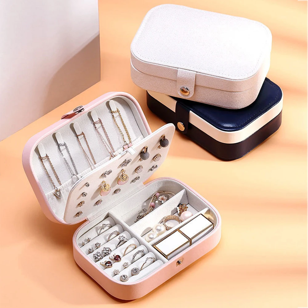 

New PU Leather Jewelry Storage Box Portable Double-Layer Packaging Box European-Style Multi-Function Exquisite Gift Organizer