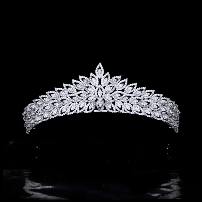 

Luxury Leaves Zircon Crown Forest Series Wedding Tiara Headdress Model Princess Wedding Hair Jewelry Accessories HQ0498