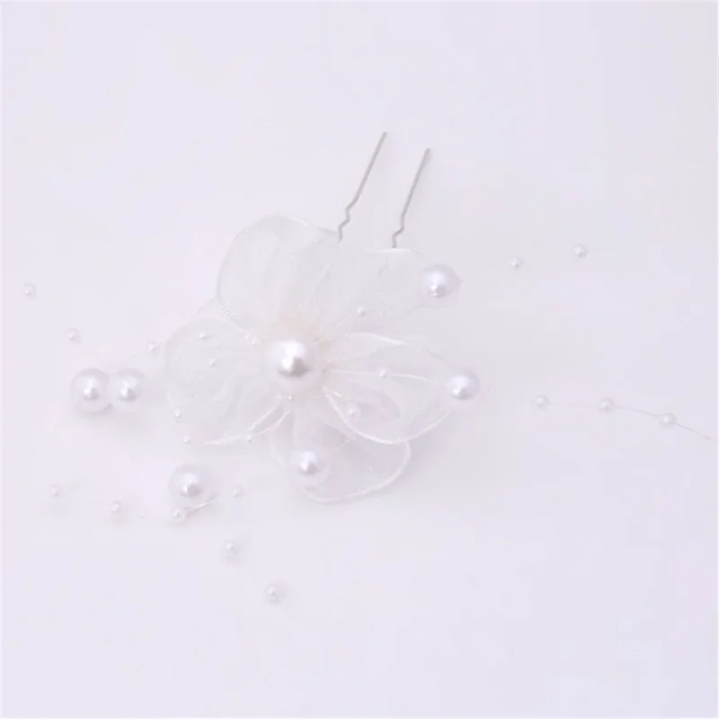 1pcs Bridal Wedding Red White Lace Pearl Flower Hair Pin Clip Handmade Headpiece For Women Girls Party Jewelry |