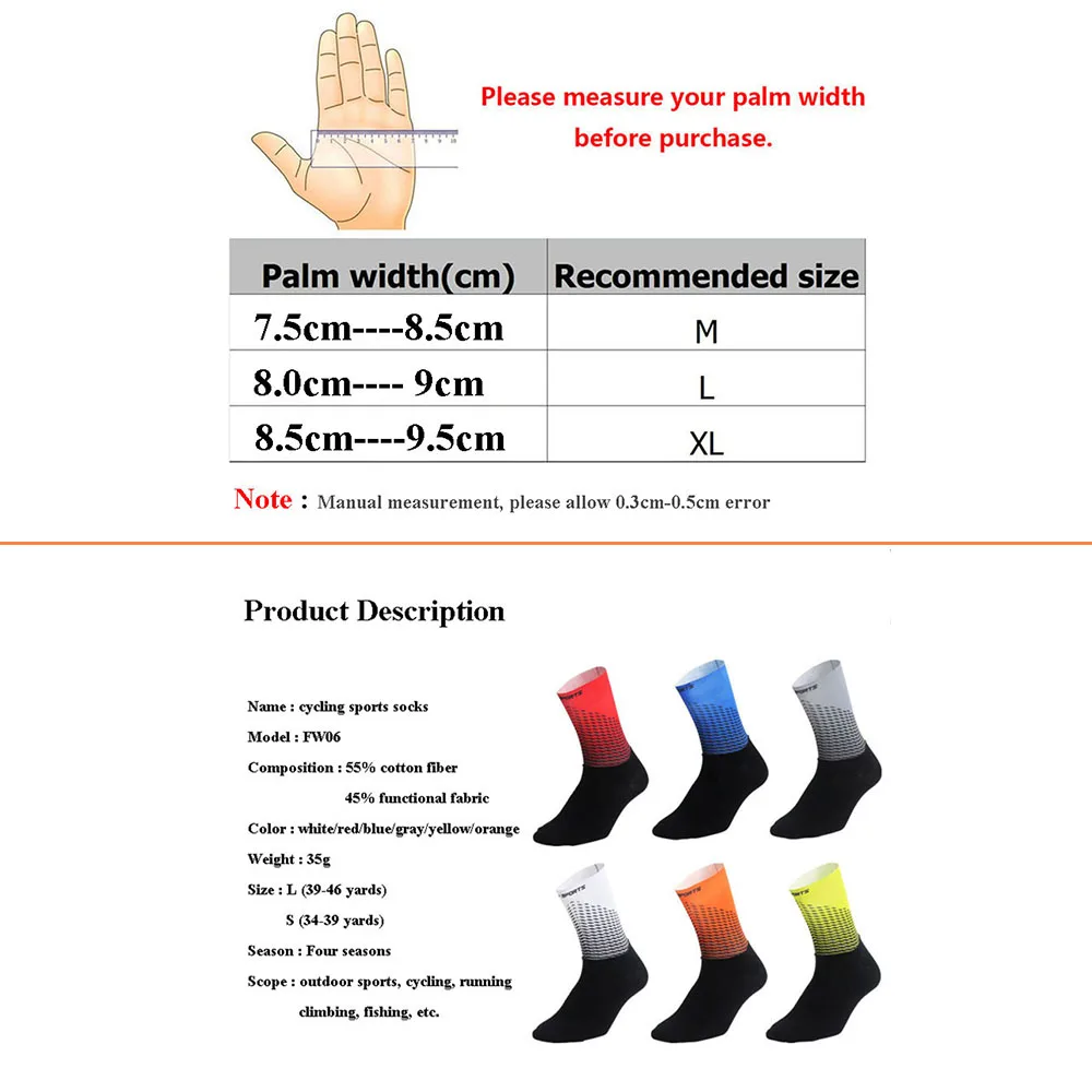 

1Pair Full Finger Cycling Gloves Cycling Socks Men Women Anti-Slip Sports Bike Mittens Bicycle Gloves Motorcycle Gloves Sock Set
