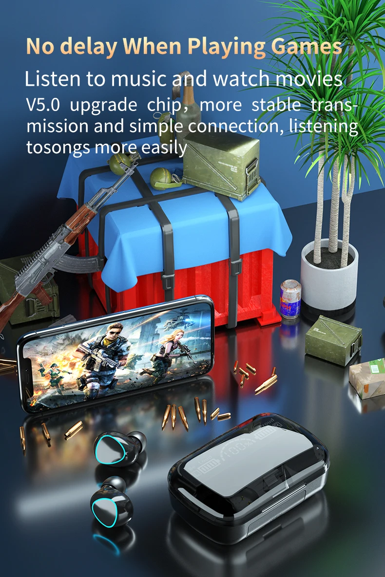 TWS Bluetooth 5.1 Earphones 2000mAh Charging Box Wireless Headphone 9D Stereo Sport Waterproof Noise Reduction Headsets With Mic |