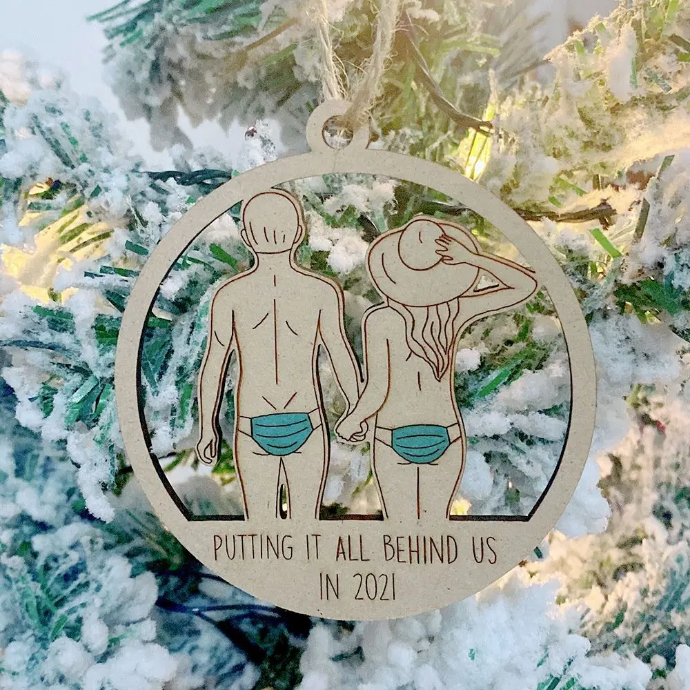 

1Pc Merry Christmas Wooden Pendants Xmas Tree Ornaments Home Hanging Decorations for Home Navidad 2021 New Year DIY Wood Crafts