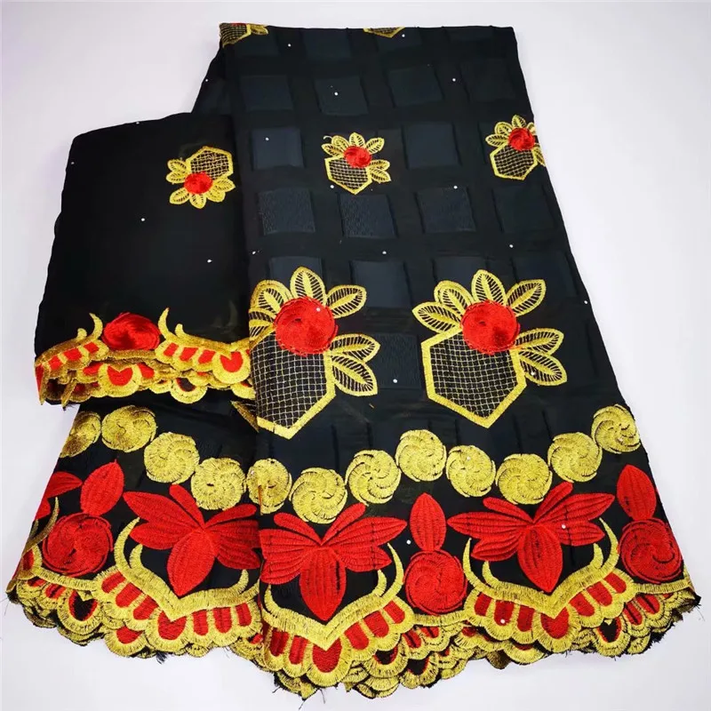 

African 100% Cotton Lace Fabric Latest Swiss Voile Lace In Switzerland With Stones For Wedding Dress 2+5 Yards YC120-119