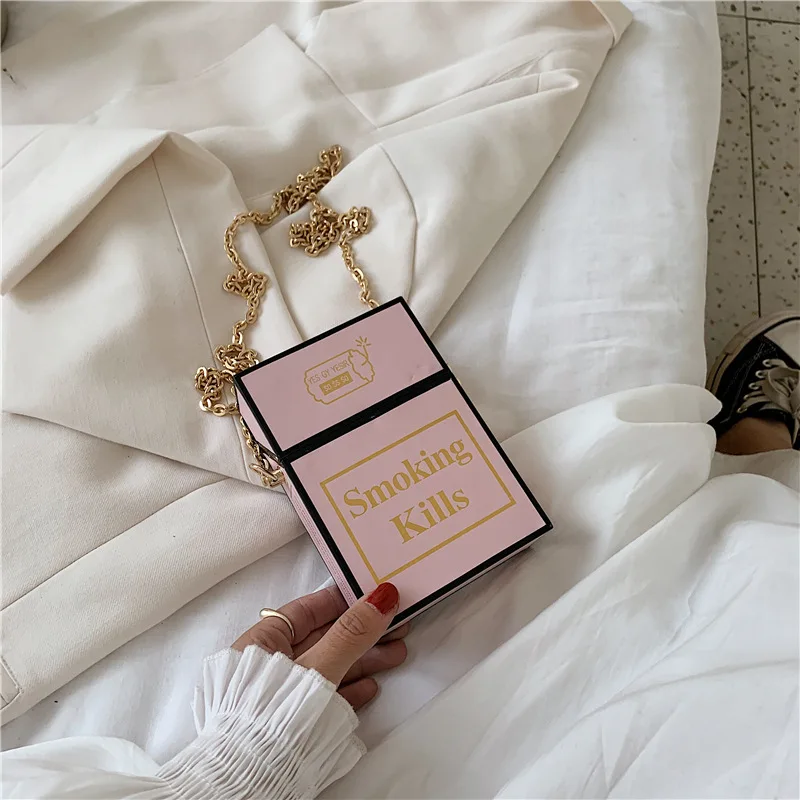 

New Fashion Small Box Bag for Female 2021 Personality Letter Single Chain Shoulder Mini Bag Printing Trend Messenger Bag
