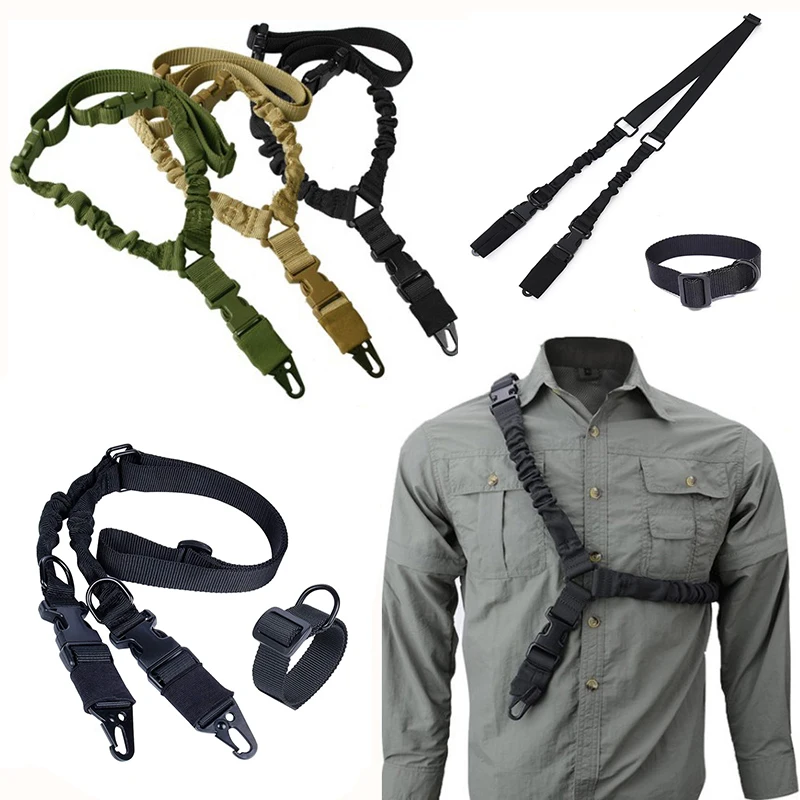 

Tactical Single And DoublePoint Gun RopeMilitary Sling Shoulder Strap Adjustable LanyardMultifunctionalHarnessHuntingSafety Rope