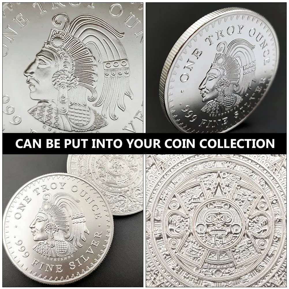 

2 Pcs Mexico Coin Souvenir Coins Commemorative Coin Silver Core Collection Coins Maya Memorial Coin Foreign Non-currency Coins