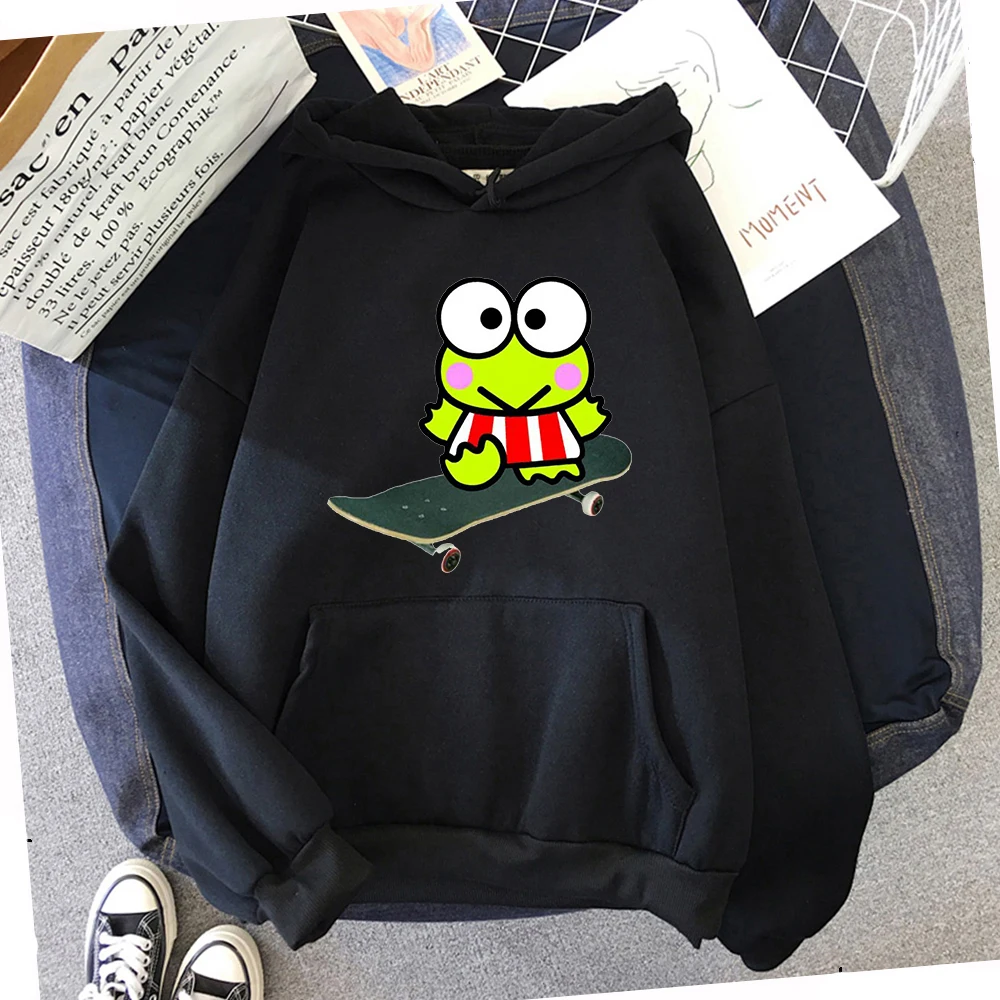 

Autumn/winter Skateboard Frog Cartoon graphics printed women's hoodie men's/women's street loose casual couple sweatshirts Tops