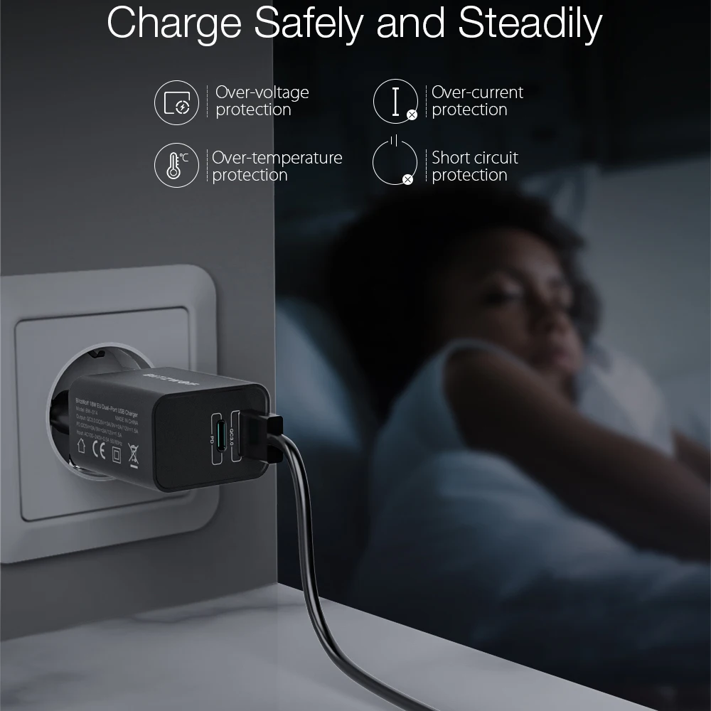 Сетевое зарядное устройство BlitzWolf 18 Вт USB Type-C PD3.0 QC3.0 для iPhone 11 Pro XR Huawei P30 Samsung Xiaomi |