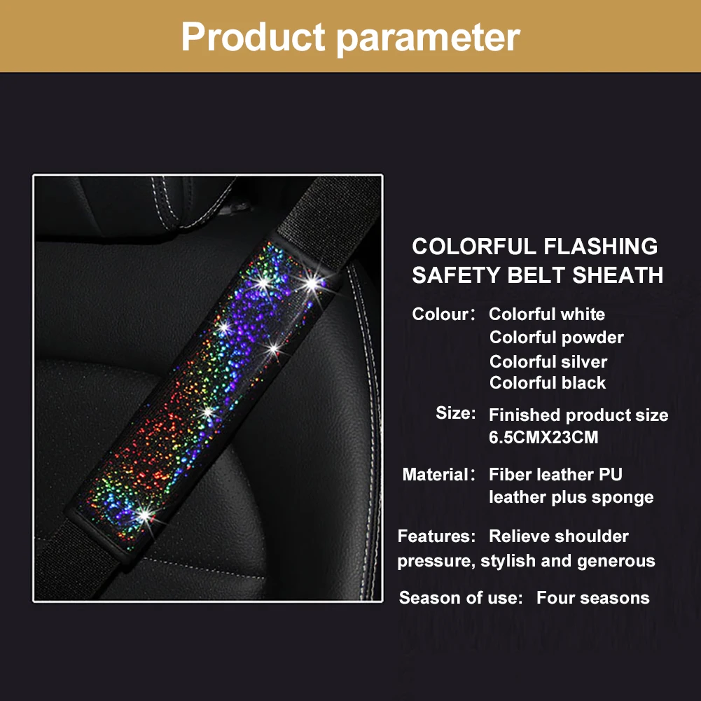 

2PCS Bling Bling Rhinestones Crystal Car Seat Belt Cover Seat Belt Shoulder Pads Car Decor Accessories