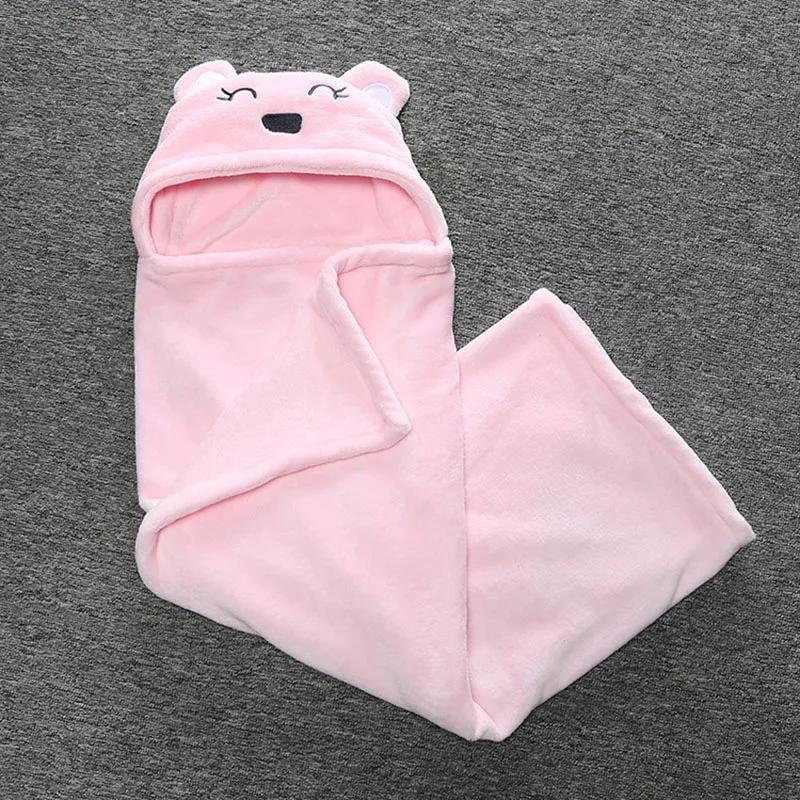 

Baby Hoodie Blanket Swaddle Wrap Bath Towel Soft Warm for Autumn Winter Sleeping NSV775