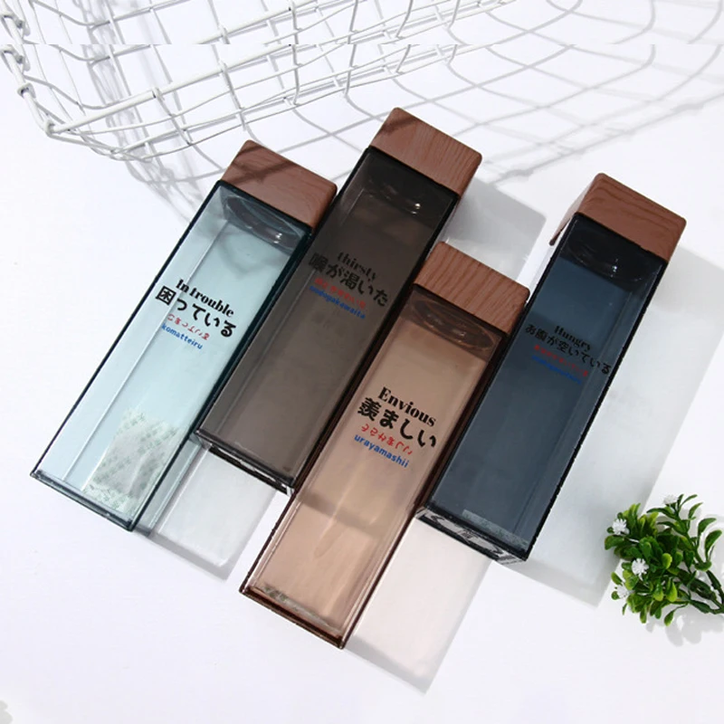 Квадратная бутылка для воды Спортивная школьная питья в японском стиле не