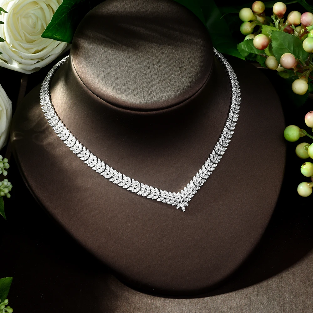 HIBRIDE New luxury Zircon Micro Pave Set Necklace Earrings Bracelet four-piece Women Weeding Jewelry Bijoux Femme N-223 | Украшения и
