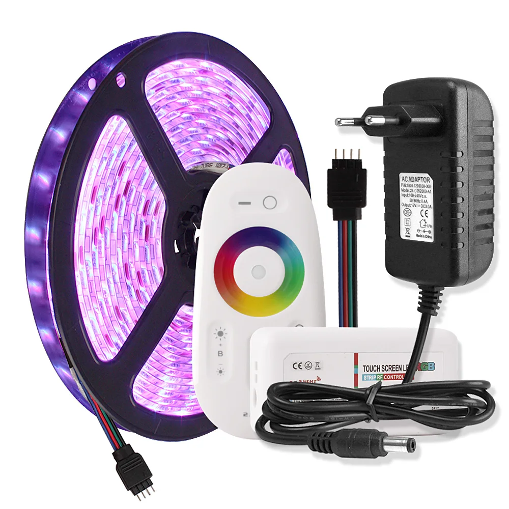 RGB лента 5 м 300 Светодиодная лента 5050 водонепроницаемая гибкая лента светодиодная неоновая лента 12 В лампа с пультом дистанционного управления адаптер питания