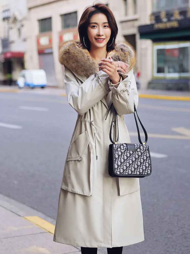 

JCHB 2021 Real Rex Rabbit Fur Coat Female Long Jackets for Women Hooded Parkas Fox Fur Collar Winter Clothes Mujeres Abrigos Pp