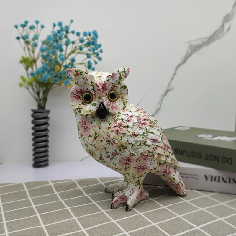 

Creative Art Colorful Owl Ornaments Creative Water Transfer Animal Resin Crafts Home Office Decorations Home Accessories