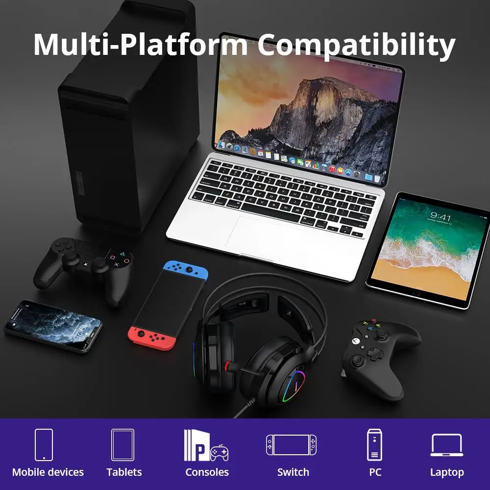 Tronsmart Glary Alpha проводные наушники PS4 игровая гарнитура геймер с микрофоном для ПК RGB