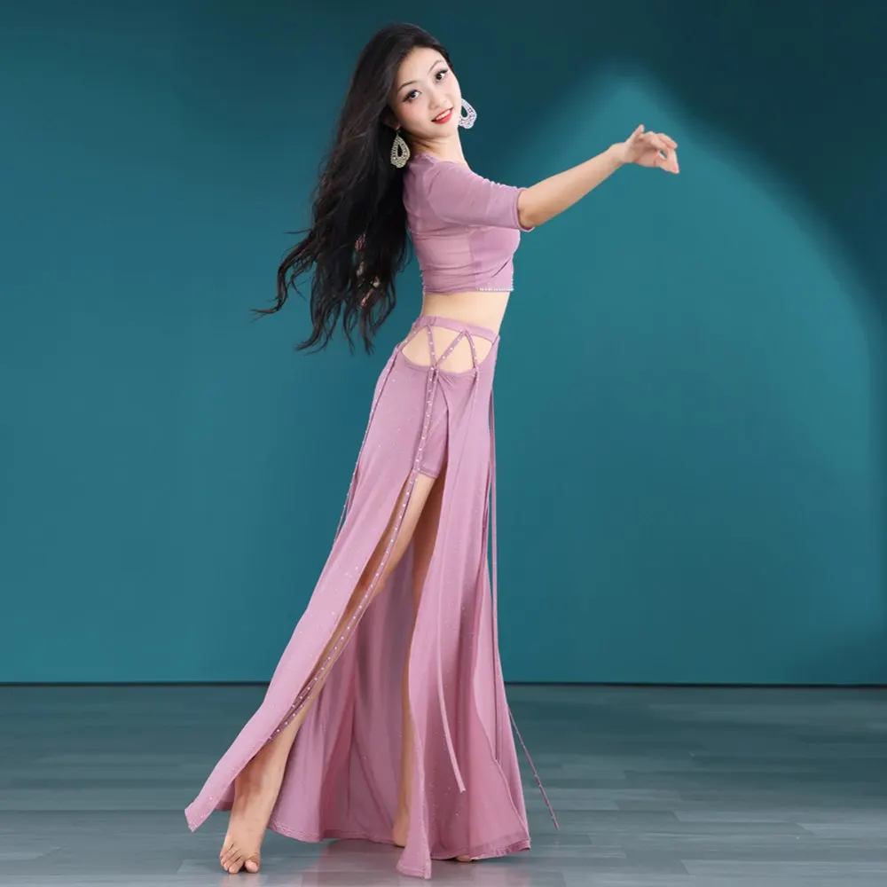 Костюм для танца живота женский Восточная тренировочная одежда однотонный