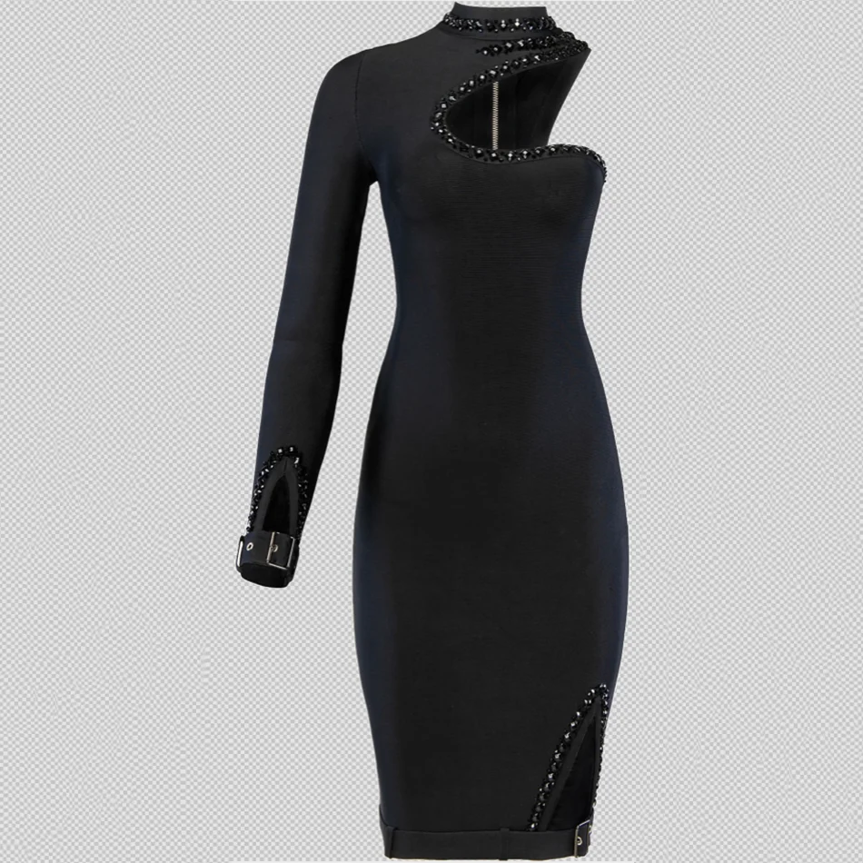 

Ailigou 2021 New Summer Ladies Word Shoulder Bandage Dress Celebrity Party Banquet Dress Beaded Tights Sexy Club Dress Vestido