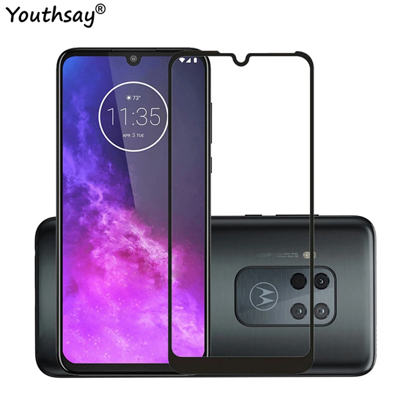 Protector de pantalla de vidrio para Motorola One Pro, Protector de pantalla de vidrio con cobertura completa de pegamento para Motorola Moto One Pro, pel&iacute;cula para Moto One Pro, 2 uds.-0