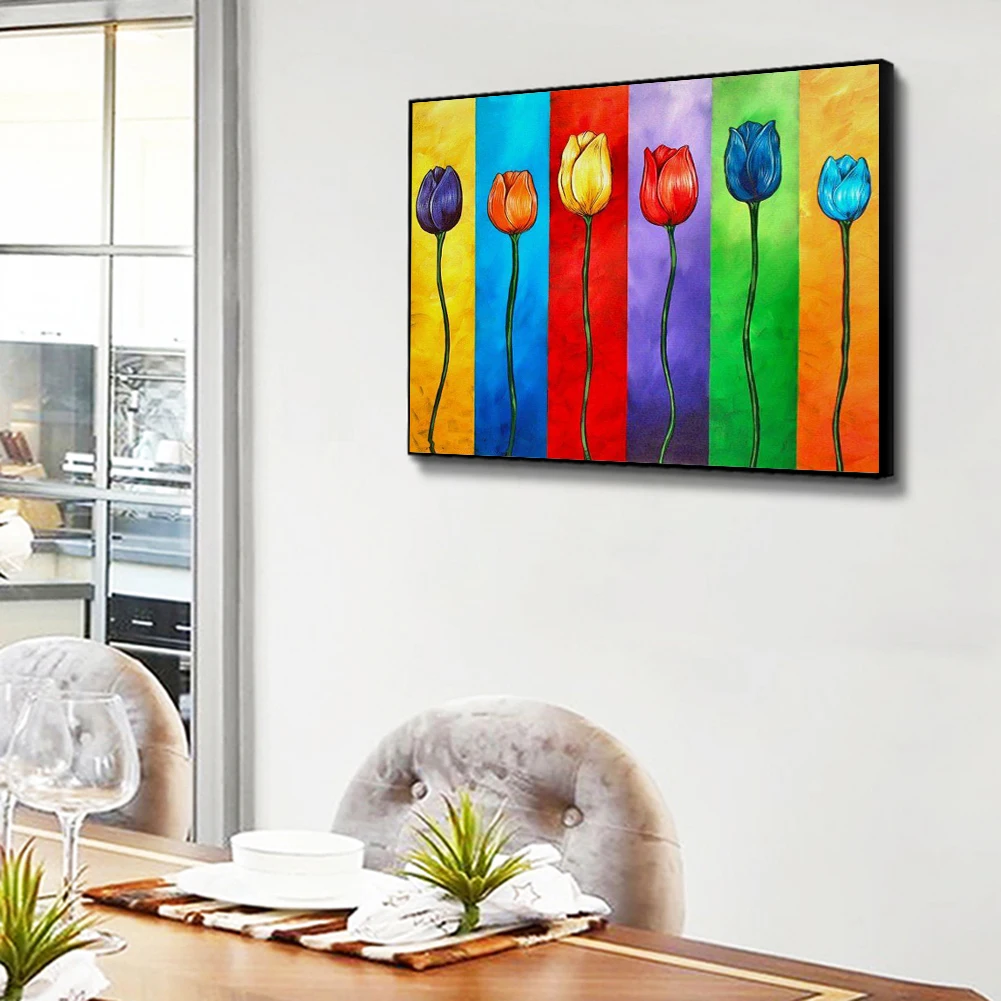 Алмазная 5D картина Стразы сделай сам с абстрактным тюльпаном|Алмазная мозаика и