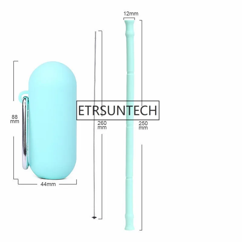 

100Set 12*250mm Silicone Straws Set With Brush Straws Set Protable Case Flodable Straws Drinking Supplies Eco-Fridenly