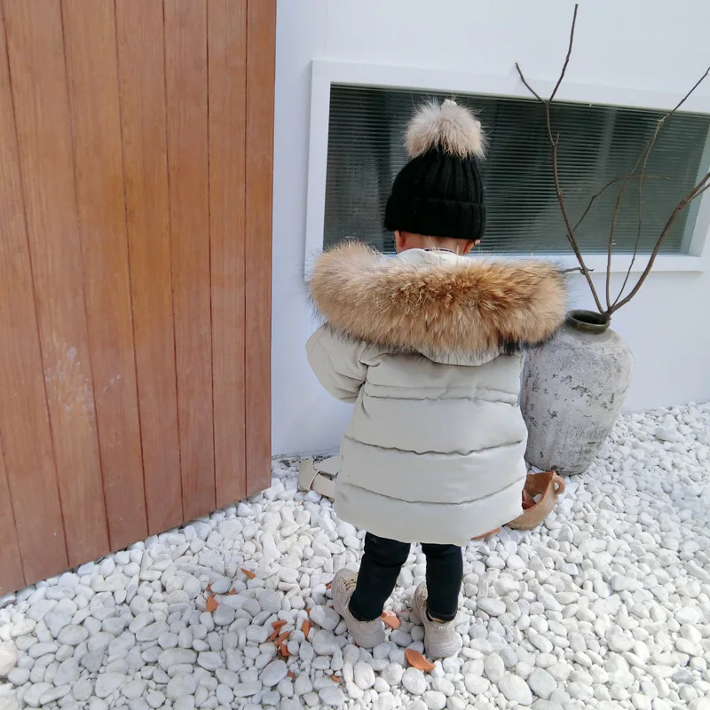 Коллекция года, зимние куртки детские пуховики для девочек, парки, куртки с капюшоном, меховая парка для мальчиков пуховики с натуральным мехом для мальчиков